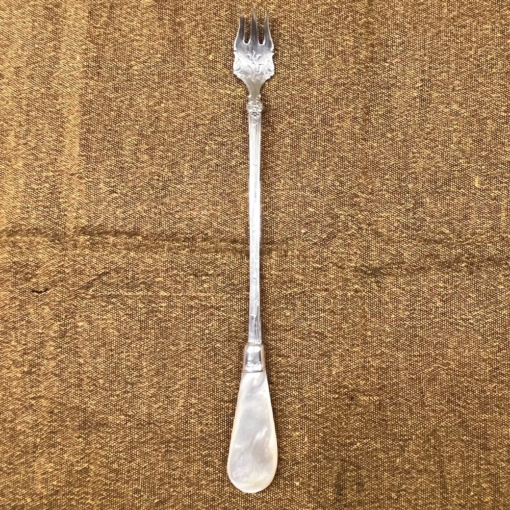 Trident Pickle/Olive Fork - Victorian - Pearl Handle - Sterling & Silver Plate